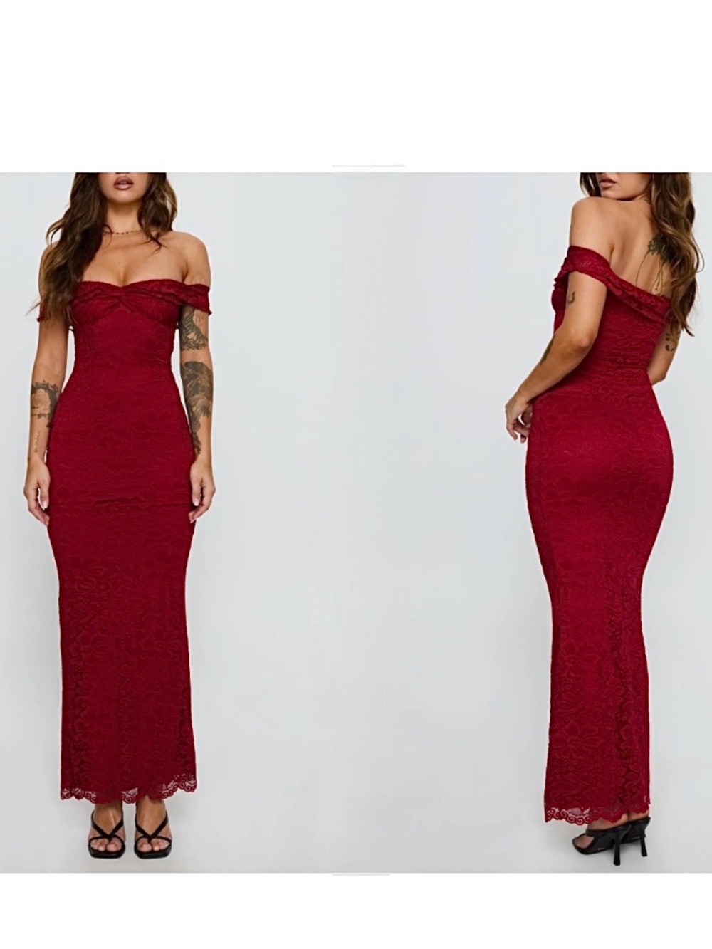 Princess Polly Anabeila Off the Shoulder Lace Mermaid Gown 0